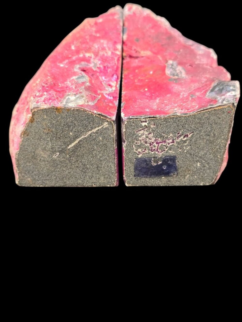 Pink Agate Geode Bookends - Polished Stone Natural Rough Edges - 2-Piece Set - Picture 9 of 16